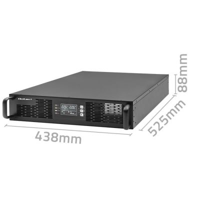 9. Qoltec USV-Notstromversorgung für Rack, 3 kVA, 3000 W, Leistungsfaktor 1,0, LCD, EPO, USB, Online