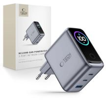 Tech-Protect PowerVision NC100W-GaN 3-Port PD 100W / QC3.0 Wandladegerät – Dunkelgrau