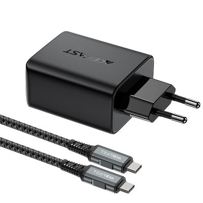 3. Acefast 2in1 Ladegerät GaN 65W USB Type C / USB, Adapter HDMI Adapter 4K 60Hz (Set mit Kabel) schwarz (A17 schwarz)