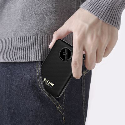 5. Dudao K14+ Powerbank 20000mAh 22,5W USB-C / USB-A / Integrierte Lightning und USB-C-Kabel - Schwarz