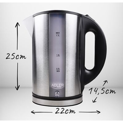 14. Adler AD 1216 Wasserkocher (2000W 1,8l; silber)