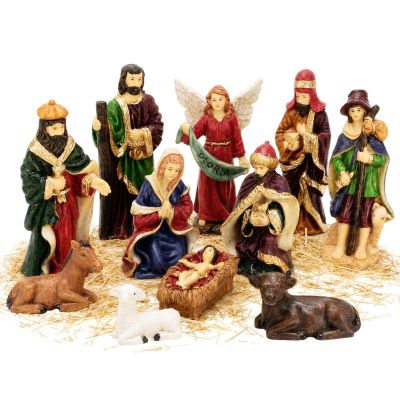 2. Krippenfiguren, 11 Stück, 10 cm