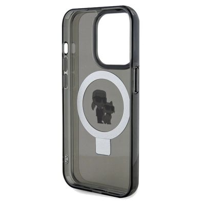 7. Karl Lagerfeld Ring Stand Karl&Choupette MagSafe Hülle für iPhone 14 Pro – Schwarz