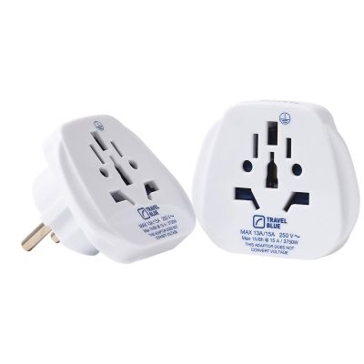 3. TRAVEL BLUE Universal-Reiseadapter WORLD -> SCHUKO, 2 Stück