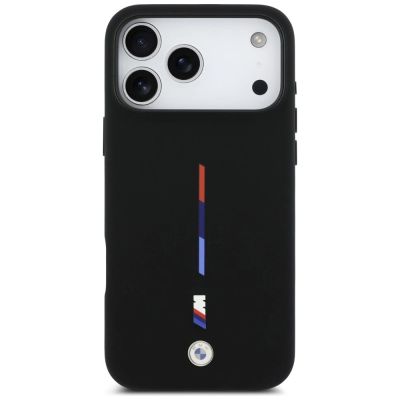 3. BMW M Silikon-MagSafe-Hülle mit dreifarbiger Linie für iPhone 17 Pro Max – Schwarz