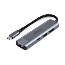 Lindy 43422 USB 3.2 Gen 2 (3.1 Gen 2) Typ-C Hubs und Konzentratoren 10000 Mbit/s Grau