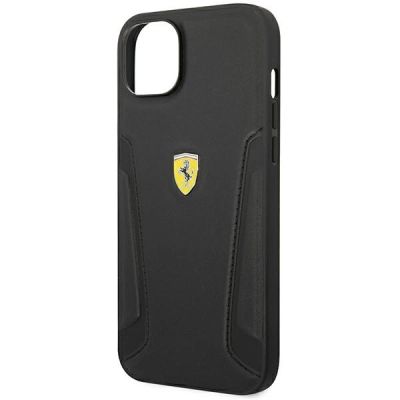 6. Ferrari FEHCP14MRBUK iPhone 14 Plus 6,7" schwarz/schwarz Hartschalenetui Seiten mit Lederprägung