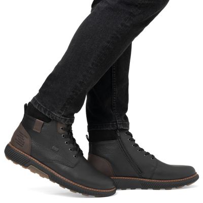 12. Gefütterte wasserdichte Herren-Lederstiefeletten in Schwarz Rieker B3343-00