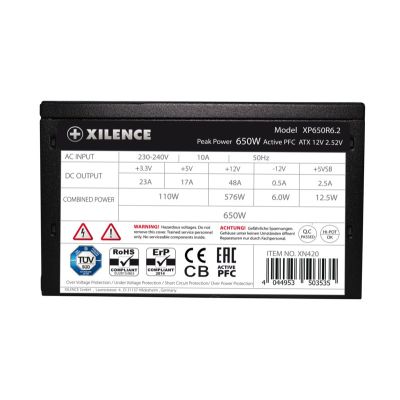 6. Xilence XN420 Netzteil – 650 W – 220–240 V – 50 Hz – 10 A – Aktiv – 576 W