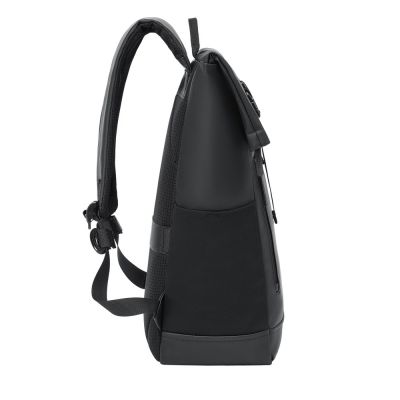 9. Rivacase Eden Rucksack, Roll-Up-Rucksack, Schwarz, Polyester, Gewachstes Leder (zum Hochziehen)