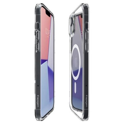 12. Spigen Ultra Hybrid Mag-Hülle mit MagSafe für iPhone 14 – transparent und weiß