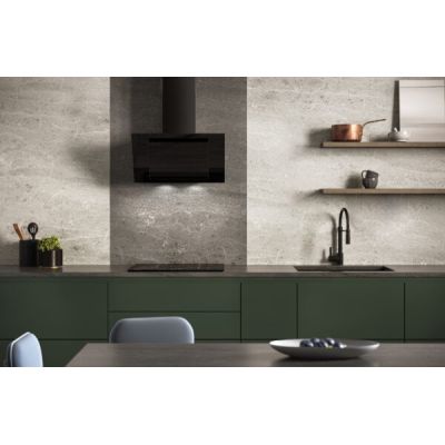 MAAN Vertikale Eco Duo Glashaube, schwarze Glasfront, 60 cm breit.