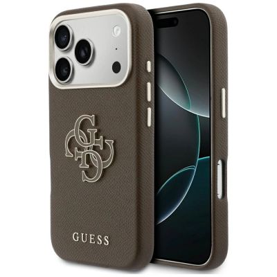 Guess FW Resin Logo Hülle für iPhone 17 Pro Max - Braun
