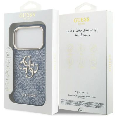 8. Guess 4G Big 4G Classic Logo Hülle für iPhone 18 Pro / 17 Pro – Blau und Gold