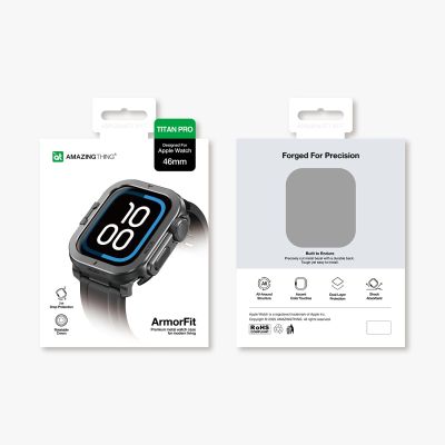 6. AmazingThing Titan Pro Metallgehäuse für Apple Watch 11 46 mm, Aluminium, Schwarz