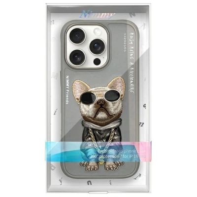 9. Nimmy Glasses Cool Dog Case für iPhone 16 Pro Max - Grau