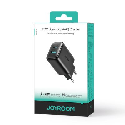 8. Joyroom JR-TCF13 Netzwerkladegerät USB-C / USB-A 25W SFC / PPS / PD - Schwarz