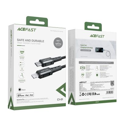 5. Acefast C1-01 Lightning – USB-C MFi PD-Kabel 30 W 3 A 480 Mbit/s 1,2 m – Schwarz