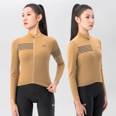 6. Rockbros YPW065 TVI Damen-Radtrikot mit langen Ärmeln, Herbst/Winter, Größe S – Gelb