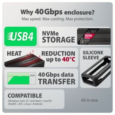 5. Axagon EEM2-40G Festplattengehäuse SSD-Gehäuse Schwarz M.2