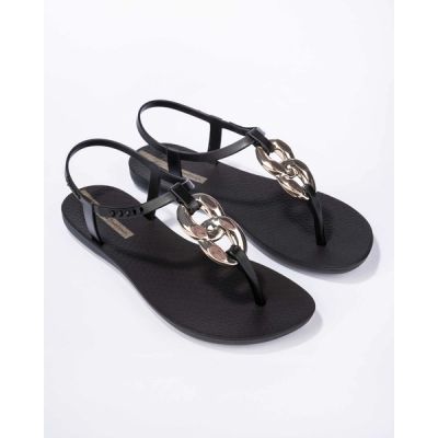 3. Ipanema Sandal Class modische schwarz-goldene Flip-Flops für Damen