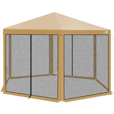 9. Sechseckiger Gartenpavillon 2x2x2x2,5 m mit Moskitonetz, beige