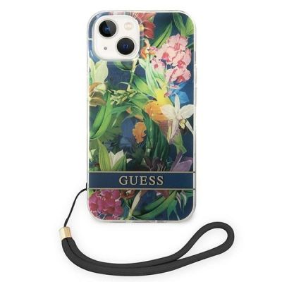 2. Guess GUOHCP14SHFLSB iPhone 14 6.1 "blau / blauer Hardcase Flower Strap