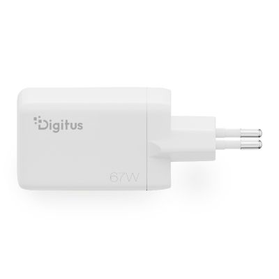 3. Digitus GaN II 67W Wandladegerät | 2x USB-C, 1x USB-A | PD 3.0, QC 3.0 | Weiß