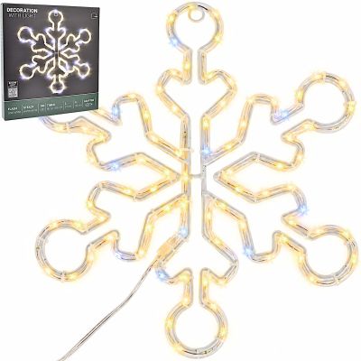 DEKORATIVER HÄNGE-SCHNEEFLOCKE 32,5 CM 100LED TRIMER WARMWEISS