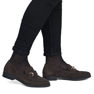 6. Braune Damen-Loafer aus Wildleder, Modell Rieker 46262-25
