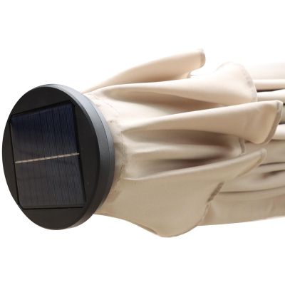 14. Gartenschirm mit LED-Beleuchtung, 300 cm, Beige