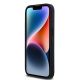 5. DKNY iPhone 14 Pro-Hülle aus Leder mit kariertem Monomuster und bedruckten Streifen – Schwarz
