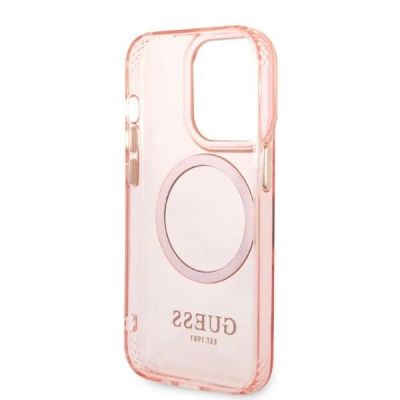 7. Guess GUHMP14LHTCMP iPhone 14 Pro 6,1" rosa/rosa Hartschale Gold Outline Translucent MagSafe