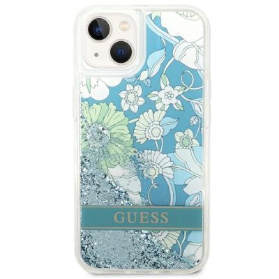 3. Guess GUHCP14SLFLSN iPhone 14 6.1 "grün / grünes Hardcase Flower Liquid Glitter