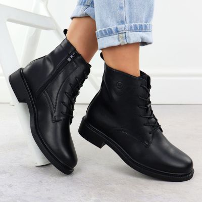 5. Gefütterte schwarze Damen-Lederboots im Worker-Stil Sergio Leone BT25172-S