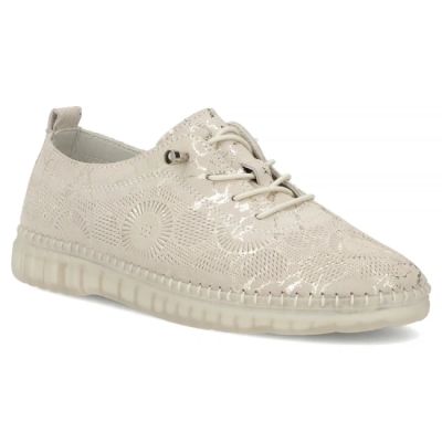 Beige Lederschuhe mit Gummibändern Filippo DP7810