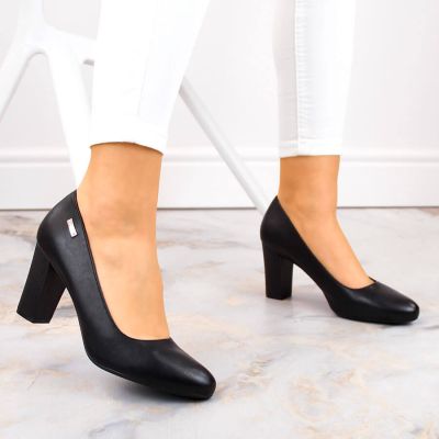 13. Sergio Leone W SK193A schwarze Pumps mit Blockabsatz 