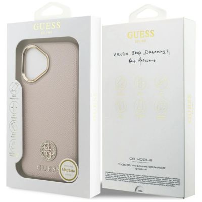 8. Guess MagSafe-Hülle mit genarbtem Strass-Logo für iPhone 17 – rosa