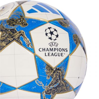 6. adidas UCL Mini 25/26 League Stage Fußball Weiß, Blau und Gold JP1544