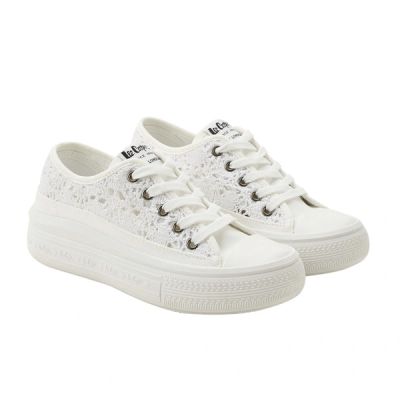 Lee Cooper Damen-Sportschuhe, Sneaker, weiß, Plateau, Schnürung
