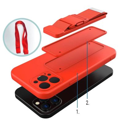 6. Rope Case Gel Case mit einer Kette Lanyard Tasche Lanyard iPhone 12 Mini blau