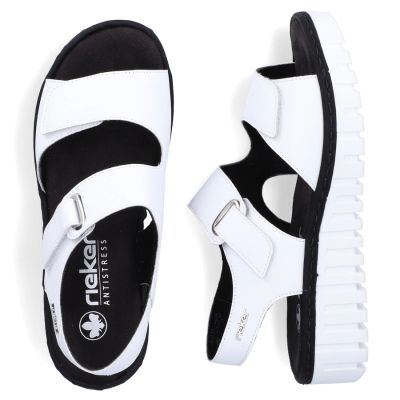 12. Weiße Keilsandalen aus Leder von Rieker, Modell V1382-80