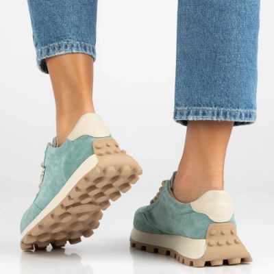 7. Grüne Plateau-Sneaker aus Leder, Modell Filippo DP7498