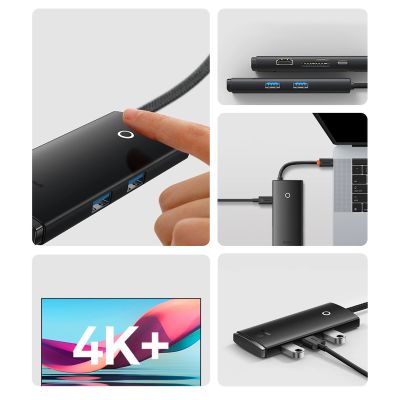13. Baseus Lite Series multifunktionaler HUB USB Typ C - 2 x USB 3.0 / USB Typ C PD / HDMI 1,4 / SD / TF weiß (WKQX050102)