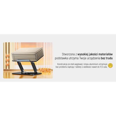 28. Wozinsky WRS-CPY84SB 360-Grad-Laptop- und Tablet-Ständer aus Aluminium + kostenloser Smartphone-Ständer – Schwarz