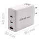 7. Qoltec 100W GaN-Wandladegerät | 5–20 V | 1,5–5 A | 2 x USB-C PD | 1 x USB QC 3.0 | Weiß