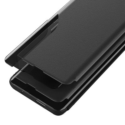 2. Eco Leather View Case, eine elegante Hülle mit Klappe und Ständer für iPhone 16e / 17e – Schwarz