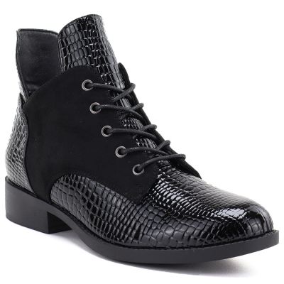 5. Damen-Ankle-Boots aus Lackleder, schwarz, Vinceza HX27-16524