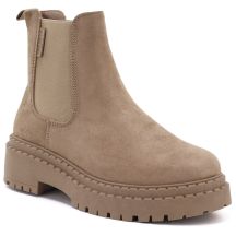 Damen-Wildleder-Ankle-Boots mit beigefarbenem Plateau, Big Star UU274858