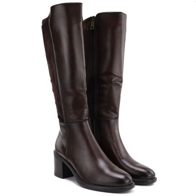 4. Damen-Stretchstiefel mit hohem Absatz, braun, Vinceza 58652